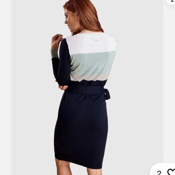 Barbour Knit Striped Colorblock Sweater Dress Quiet Luxury Basic Preppy - Picture 3 of 7